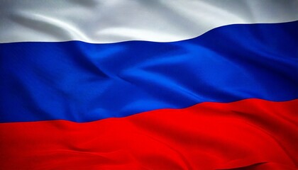 Fototapeta premium close up of Russia flag with wrinkles 