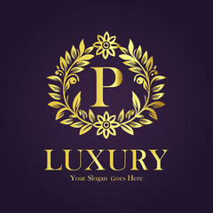 Luxury Gold Monogram Logo - Letter P
