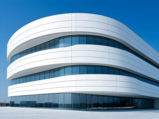 Curved White Building Exterior, Modern Architecture Photo
