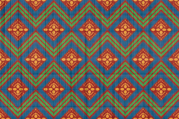Ikat Abstract Ethnic art. Seamless pattern in tribal, folk embroidery, and Persian style Aztec geometric art ornament print Design for cover wallpaper, wrapping, fabric, clothing