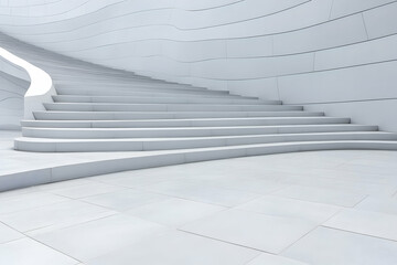 Fototapeta premium Curved White Staircase Architectural Illustration
