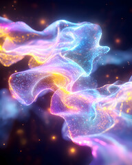 Obraz premium Abstract vibrant glowing particles, energy flow, cosmic dust.