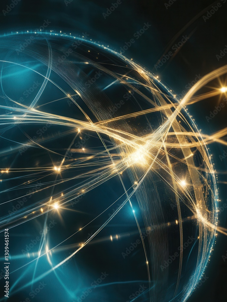 Leinwandbilder modern abstract background showcasing a stylized globe with glowing interconnected lines in blue and