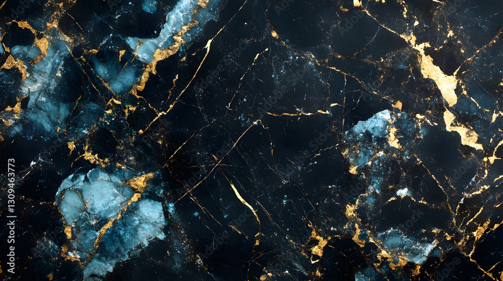 Poster Mesmerizing abstract marble texture with intricate golden veins and contrasting blue hues creating a stunning sophisticated and visually striking backdrop for various art design