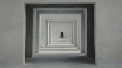 Fototapeta premium Abstract Architecture: Monochromatic Corridor Illustration