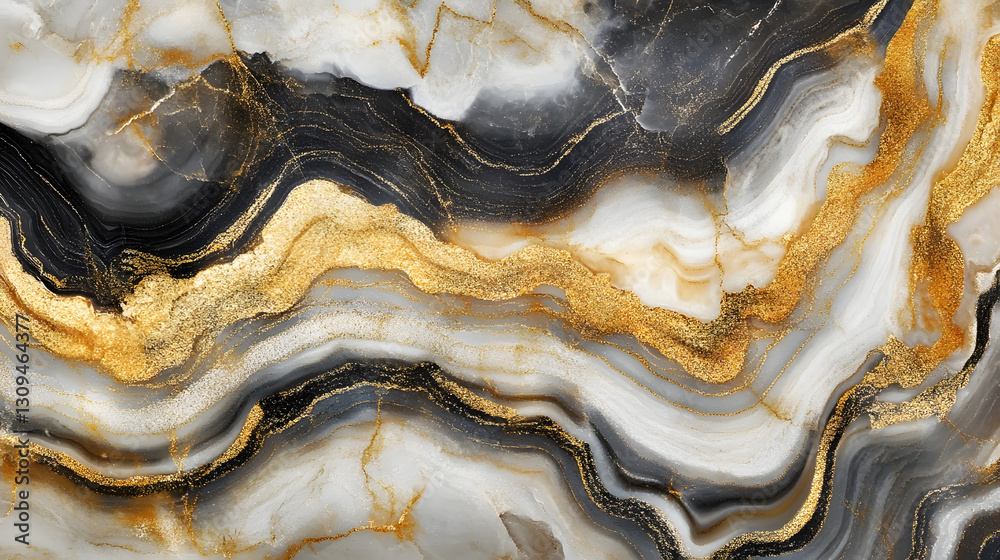 Poster Mesmerizing Abstract Marble Texture with Intricate Patterns and Warm Golden Hues   Captivating Background with Exquisite Interplay of Light Color and Geometry