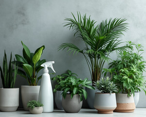 Fototapeta premium lush collection of potted plants in various sizes and textures