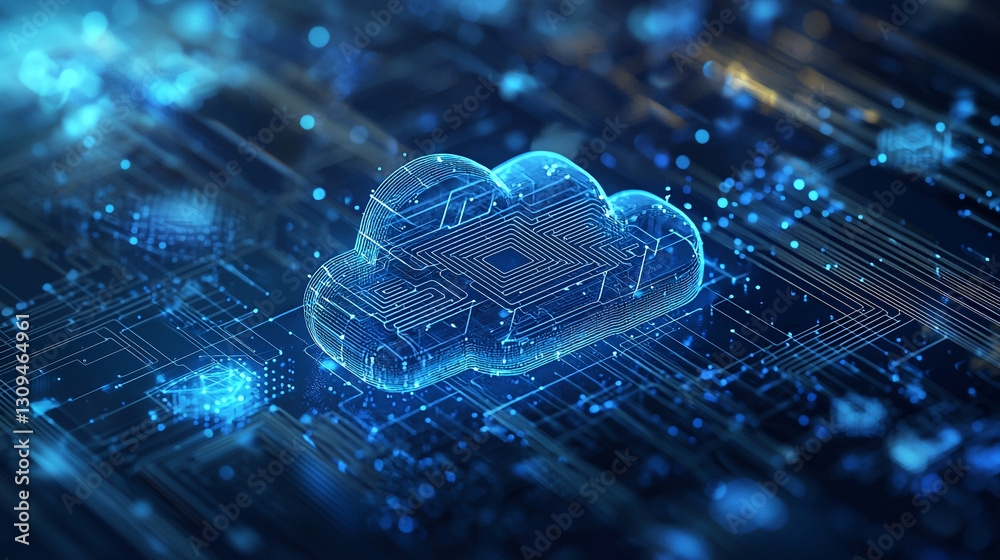 Poster abstract cloud computing digital network technology data concept web blue server future global onlin