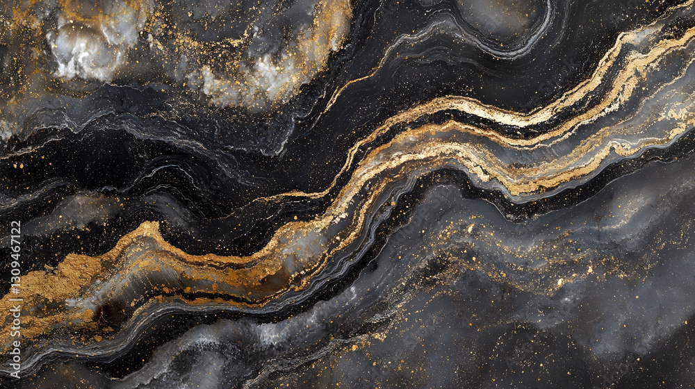 Aufkleber mesmerizing abstract texture of agate stone with glimmering metallic accents and natural geological 