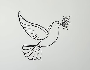 Obraz premium Dove flying with olive branch symbol for peace and hope design