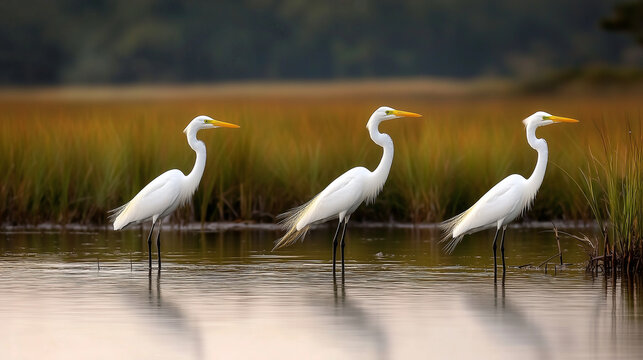 Dynamic coastal estuary ecosystem with thriving biodiversity