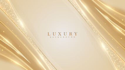 Golden lines luxury on cream color background. Vector illustration about soft and beautiful feeling.