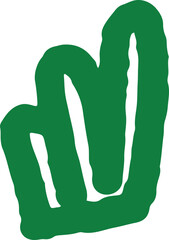 귀여운 손그림 초록 잔디 풀 산