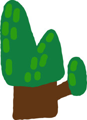 귀여운 손그림 초록 나무