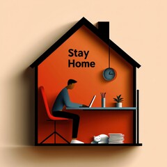 Illustration of working from home during a pandemic