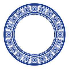 Round frame pattern floral design. ring shape. botanical, natural theme. for decoration, background, home decor, ceramic, fabric, tile. circular border.