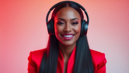 woman with headphones