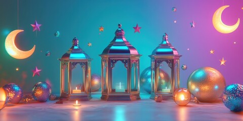 Enchanting Lanterns and Celestial Ornaments: A Colorful Display of Light and Serenity