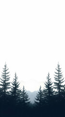 Obraz premium Misty Mountain Illustration with Pine Trees