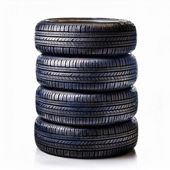 stack of black tires isolated
