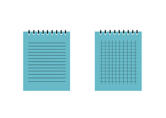 lined blue page notebook isolated on white background