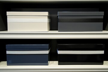 Stylish Storage Boxes on a Shelf for Organized Living Space