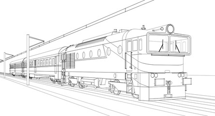 modern train locomotive 3D illustration