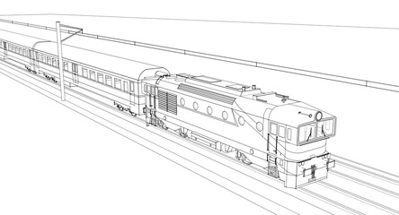 modern train locomotive 3D illustration