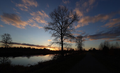 Colorful autumn clouds of British Columbia sunset