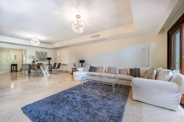 an image of large sofa in mediterranean living room in holiday real estate 