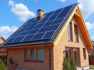 Fototapeta premium <Sustainable Energy Solutions: Residential Solar Panel Installation for Eco-Friendly Living and Cost Savings>