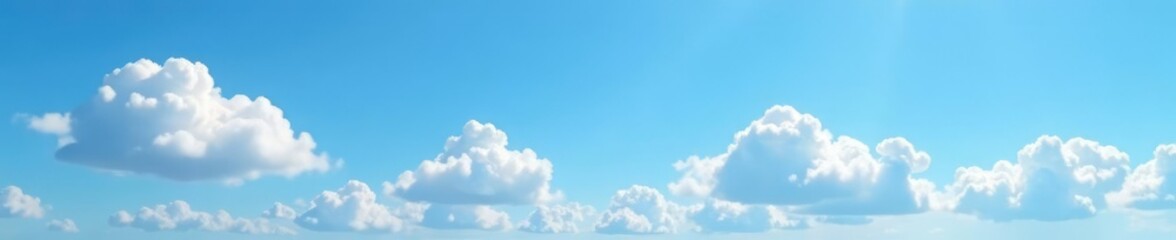 Fototapeta premium Cloud formations resemble cotton balls in blue skies, natural, sky, serene