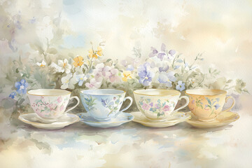 Elegant Vintage Tea Set Arrangement