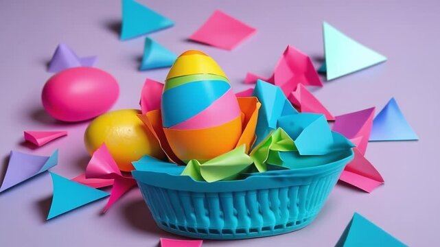 Rich, vibrant, colorful easter egg wrapped up in bright saturated pieces of paper
