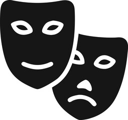 comedy and tragedy masks on white background