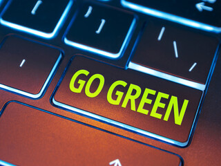 go green text on keyboard key inscription