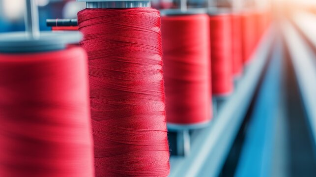 Red Thread Spools Sewing Industry Precision, Textiles ,Crafts