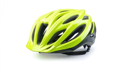 Fototapeta premium Mountain bike helmet with reinforced protection, designed for rugged trails and extreme cycling, isolated on white.