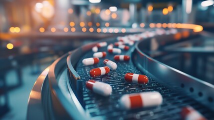 Pharmaceutical Pills on Automated Conveyor Belt (1)