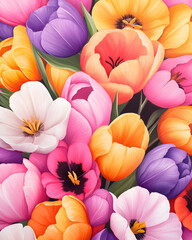Colorful tulips close-up.