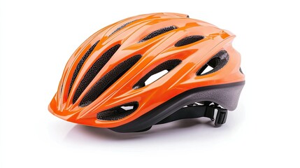 Fototapeta premium Protective bicycle helmet, lightweight and durable, designed for cycling safety, isolated on a white background.