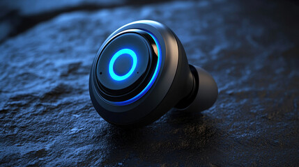 Smart earpiece with AI assistant showcases futuristic design and active voice recognition