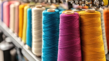 Vibrant Colorful Threads Spools for Sewing and Embroidery