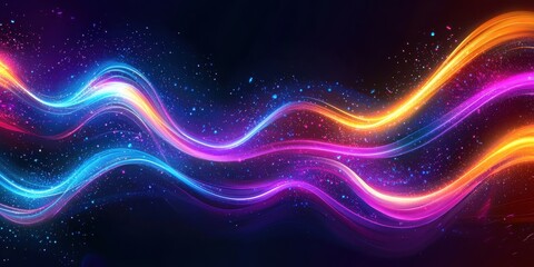 Obraz premium Swirling neon splashes, electric and mesmerizing on a deep background