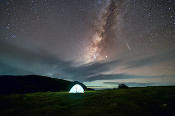 kometa, Tsuchinshan-ATLAS, Tsuchinshan, ATLAS, C, 2023, A3, 2024, october, autumn, tail, long, landscape, wide lens with milkyway Galaxy © vikash
