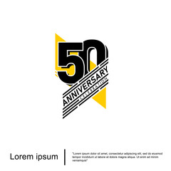 50th years anniversary celebration emblem. anniversary logo isolated with geometric badge on white background. vector illustration template design for web, flyers, poster, greeting card