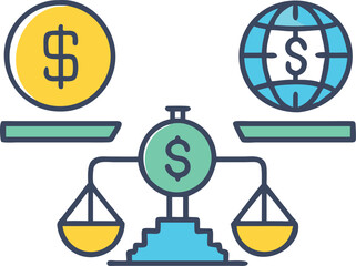 vector illustration of a scale with money