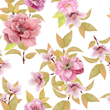 a beautiful floral cherry blossom seamless pattern