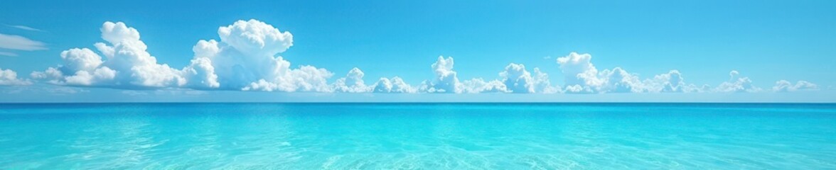 Obraz premium Azure sea under a bright summer sky, wispy clouds drift lazily , white, nature, travel