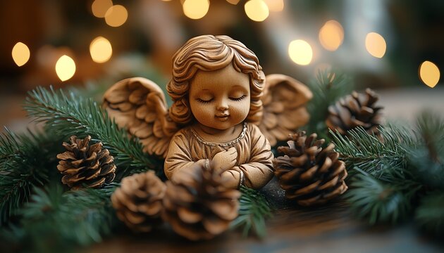 christmas decoration with angel and candle